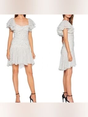 Bardot White Mini Dress with Black Polka Dots